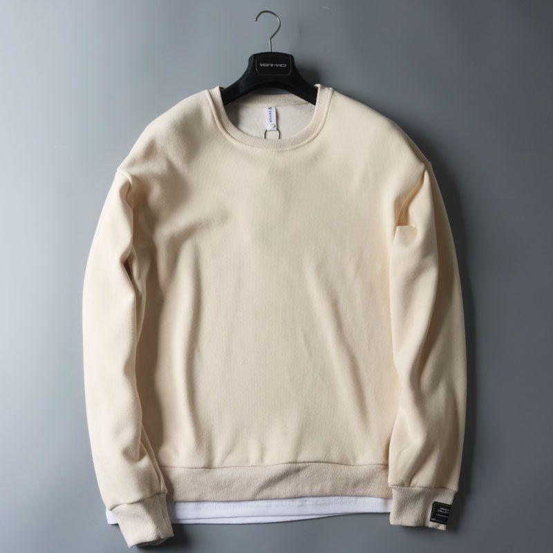 High-End Export Foreign Trade Winter Casual round Neck Sweater Beige White 3XL