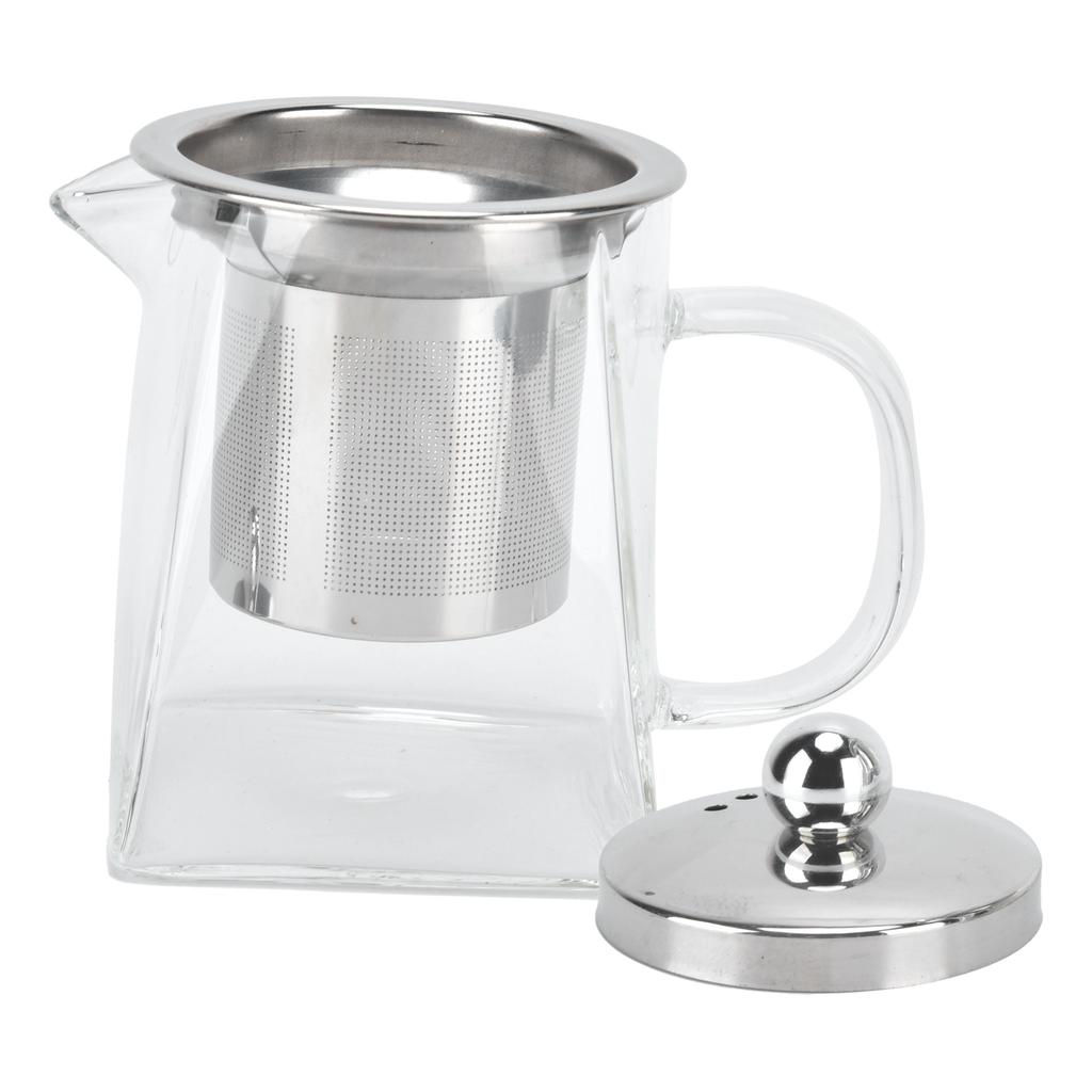 Transparent Glass Teapot with Removable 304 Stainless Steel Filter Tea Kettle for Home Office