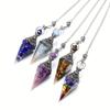Hexagon Spike Resin Spiritual Pendant, 7 Chakra Amethyst Aquamarine Stone, Perfect Valentine Mother's Day Gift