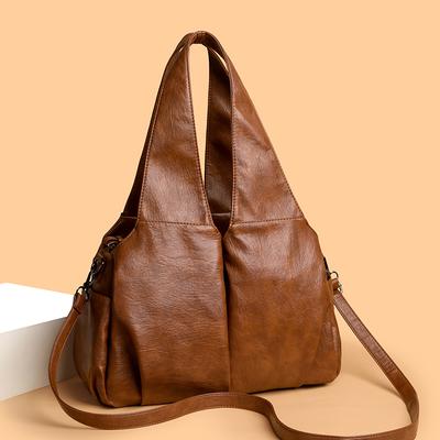 Tragetasche Damen Große Kapazität Umhängetasche Weiches Leder Schultertasche Unterarmtasche