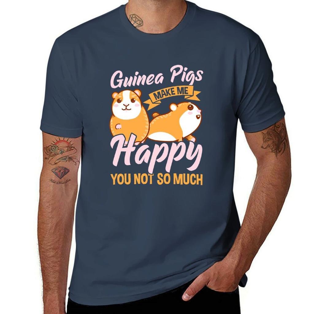 Cute Guinea Pigs Make Me Happy You Not So Much TShirt Large Size Basic Casual TShirt