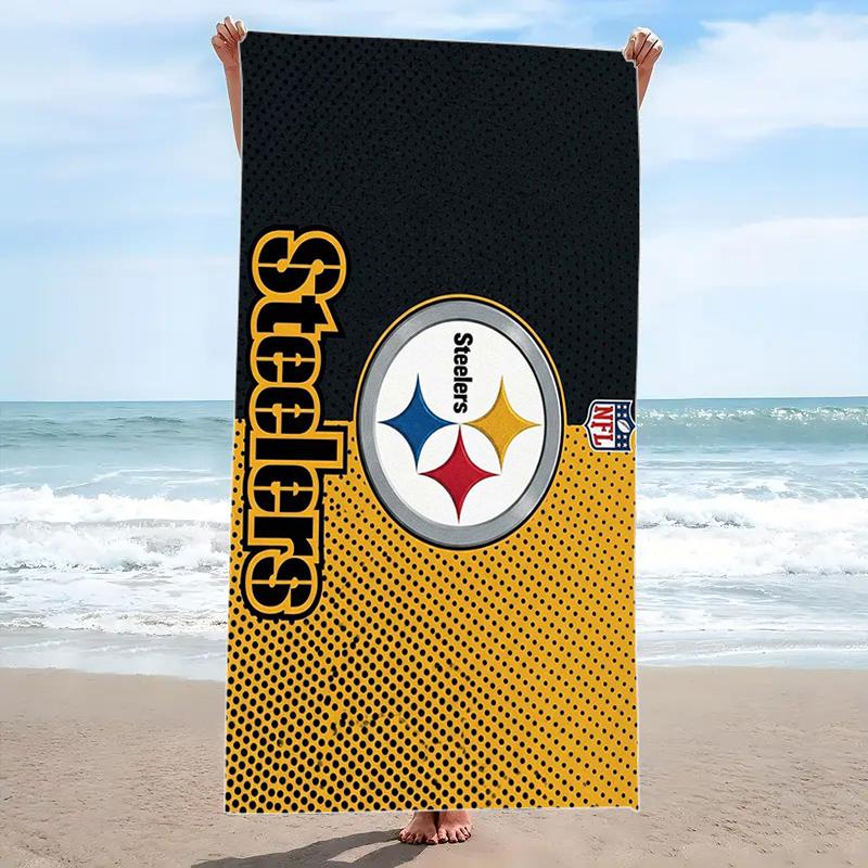 Pittsburgh Steelers Print Beach Towel, Large Soft Quick Dry Towel for Beach Camping Swimming