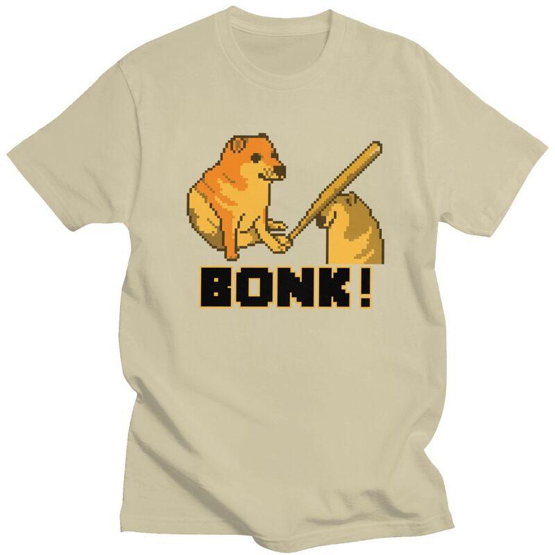 Vlastní Cheems Bonk Meme Pixel Art Trička pro Muže Krátký Rukáv Volnočasové Tričko Shiba Inu Pes Tričko 100% Bavlna Trička Nápad na Dárek