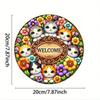 Metal Wall Art Cat Flower Vintage Home Decor Welcome Sign