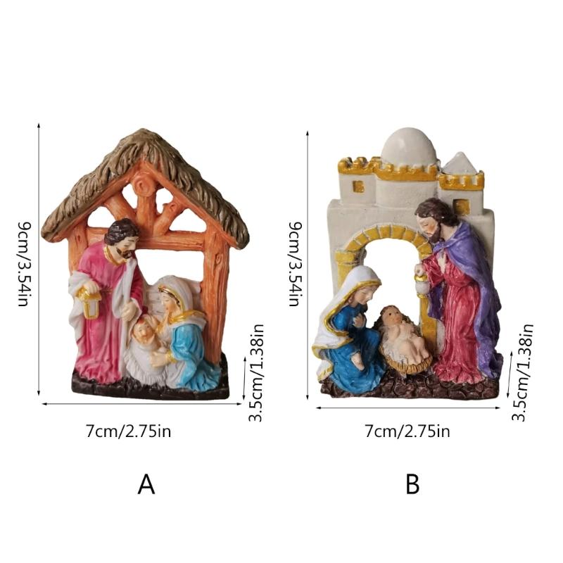 Lovely Resin Ornament Holy Family Statue Ornaments Novelty Holy Family Home Decor Display Christian Gift