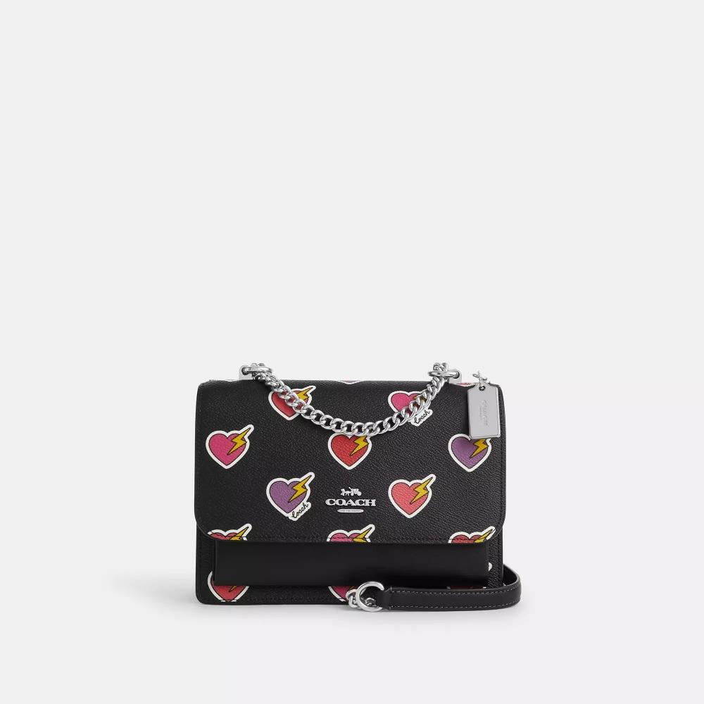 

Coach Klare Crossbody Bag With Heart Bolt Print Silver Black Multi One Size