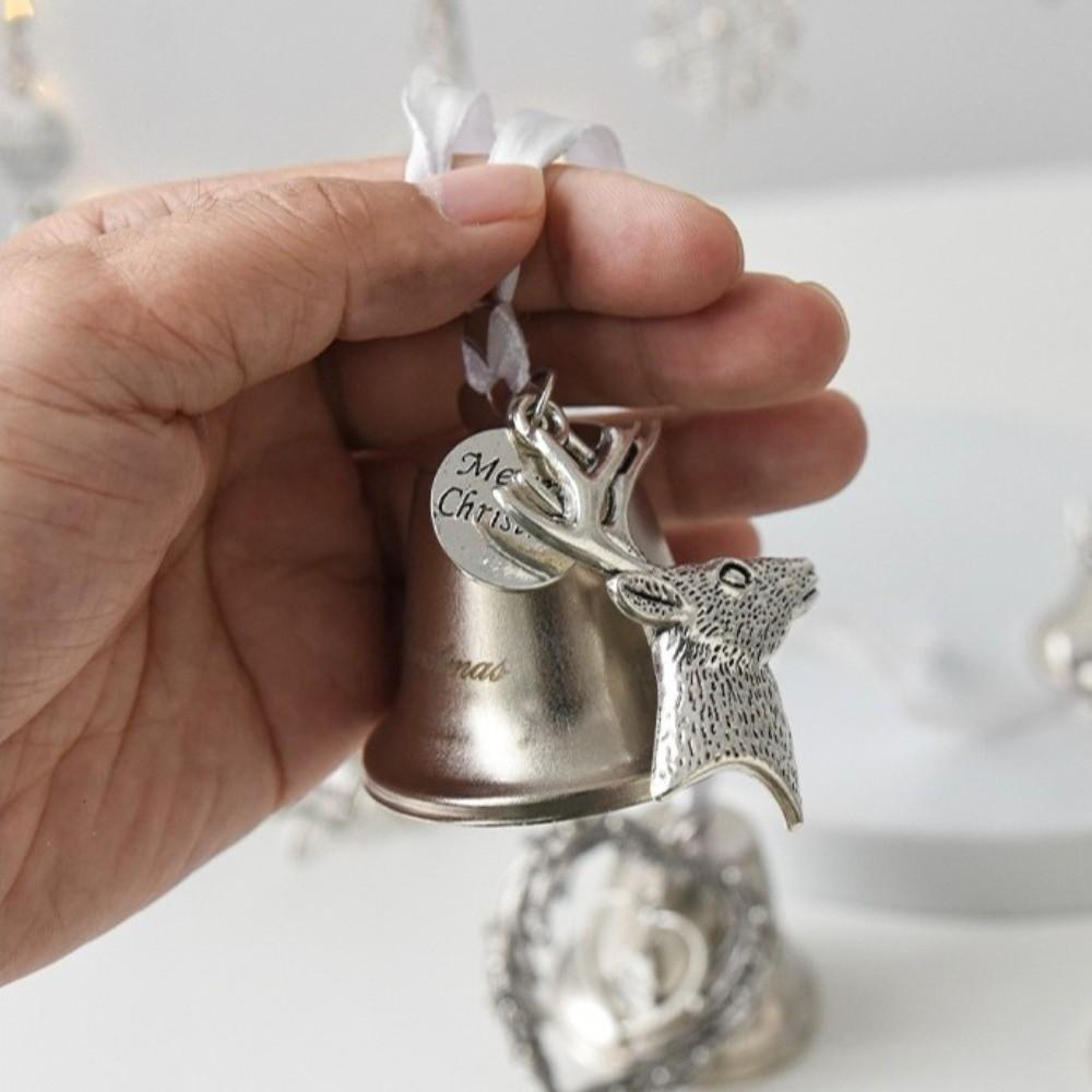 Wonderful Silver Christmas Bell Ornament Iron with Ribbon Xmas Jingle Bells Holiday Decoration DIY Christmas Tree Pendant