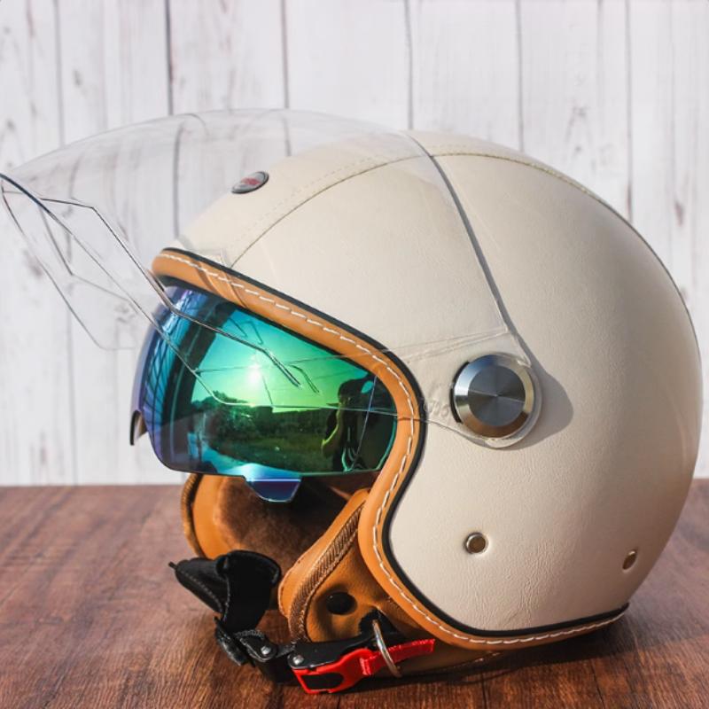 Newest Retro Motorbike Helmets DOT 3/4 Open Face Motorcycle Vintage Chopper Bike Cascos Scooter Capacete De Moto