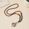 Ethnic Style Wood Necklace & Prayer Beads - Unisex Versatile Chicken Wing Wood Sweater Chain