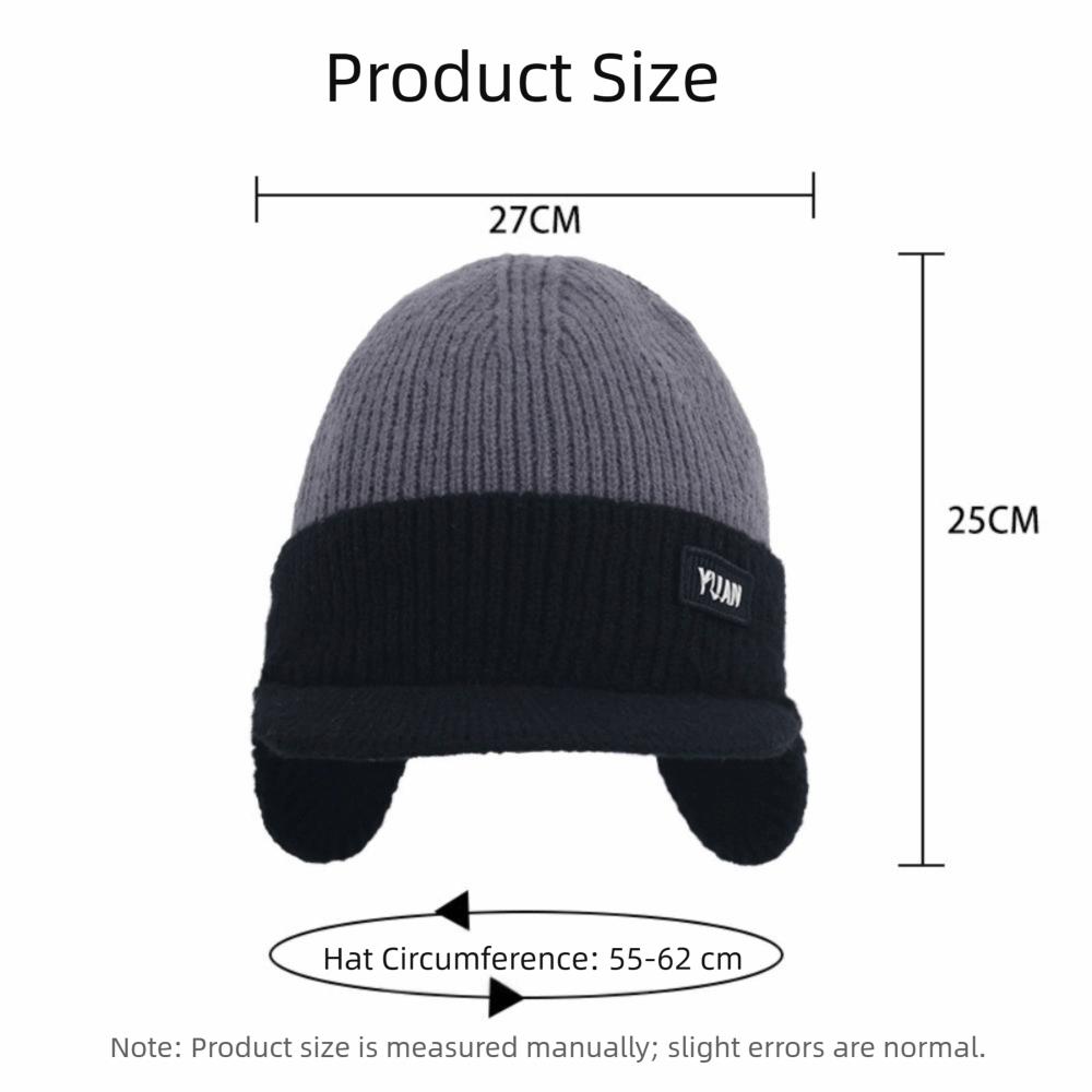 Dual Tone Thermal Knit Beanie Thickened Winter Warm Hat Versatile Couples Hats  Outdoor Activities