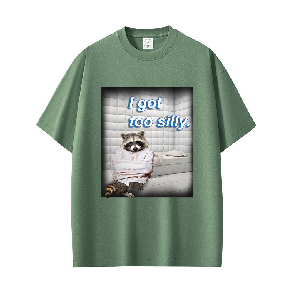 Ich bin zu albern Waschbär Lustiges Meme T-Shirt Unisex Damen Lässig Baumwolle Vintage Kurzarm Humor Übergroßes T-Shirt Unisex Streetwear