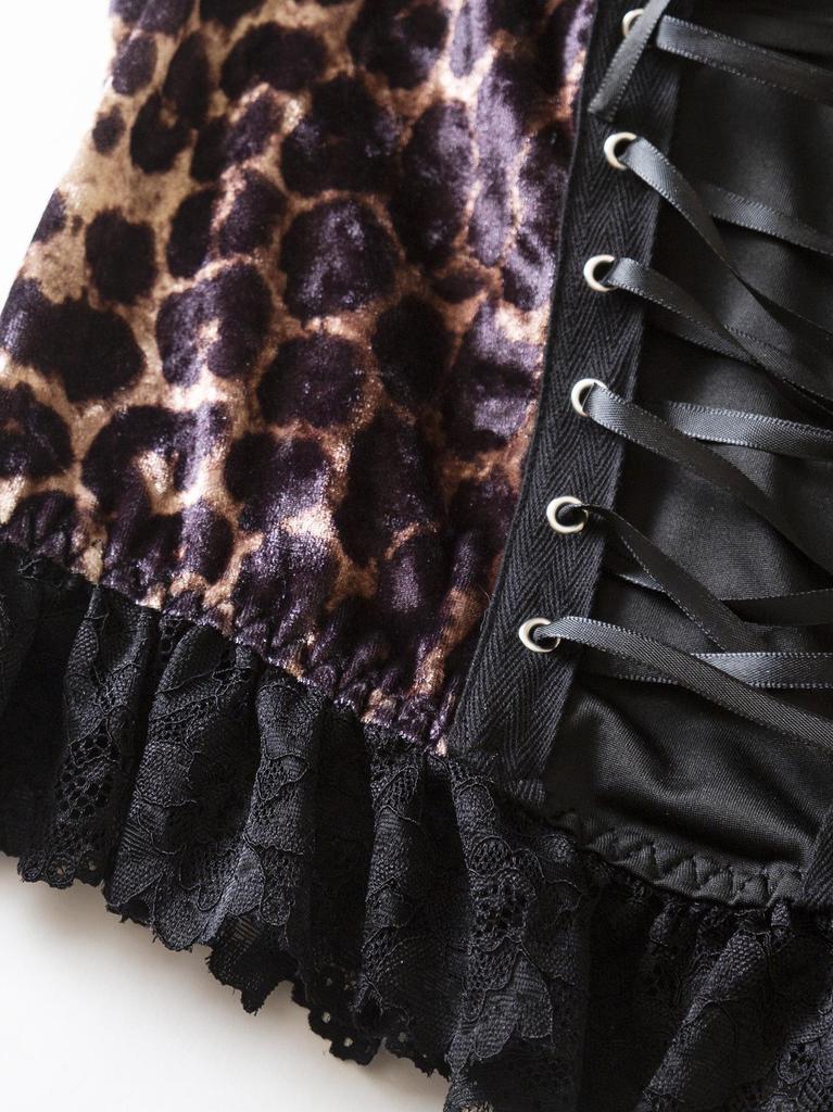 Corsé Mini Camisola Gótico Europeo con Cordones de Leopardo