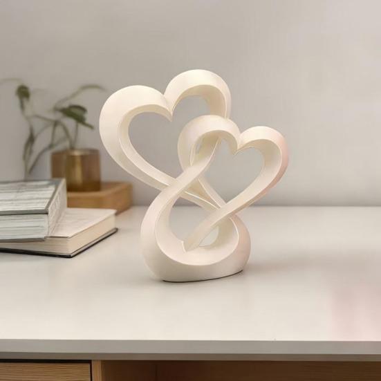 yangyizhi Intertwined Hearts Figurine, 3D Printed Love Statue, Table Centerpiece Sculpture for Living Room Wedding Romantic Gift