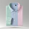 Striped Oxford Shirts for Men Long Sleeve 100% Cotton Mens Dress Shirt Work Casual Button Down Shirts with Front Pocket Slim Fit