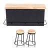 3Pcs/set 1:12 ollhouse Mini Bar Set - Wooden Pub Counter with 2 Stools