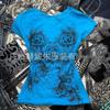 Slim-fit T-shirt met korte mouwen en print uit 2025 met Y2K-thema: Stijlvolle Europese en Amerikaanse retro mode voor vrouwen