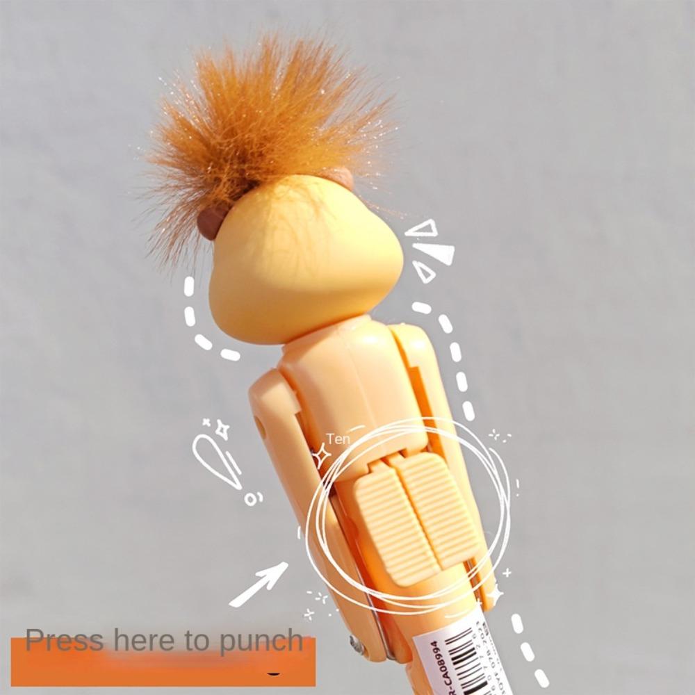 Cartoon Hair-fried Boxing Pen Mechanism Writing Boxing Pen Interactive Ballpoint Pen  Student