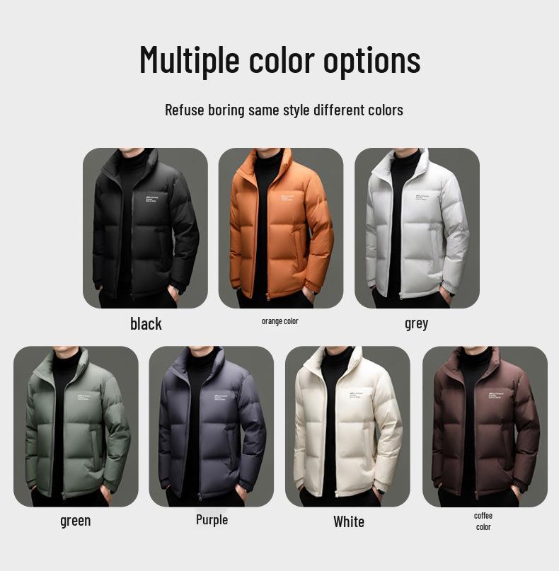 Veste d'hiver pour homme 90% duvet - Tendance, Polyvalente, Col montant Manteau chaud