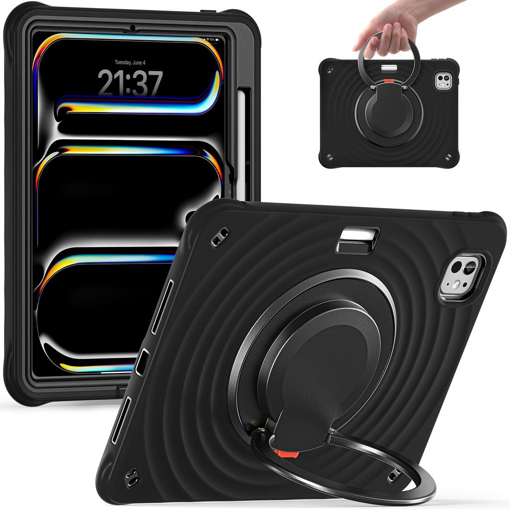 For iPad Pro 11 (2025)/11 (2024) Case Rotatable Hand Grip Kickstand PC+Silicone+TPU Tablet Cover