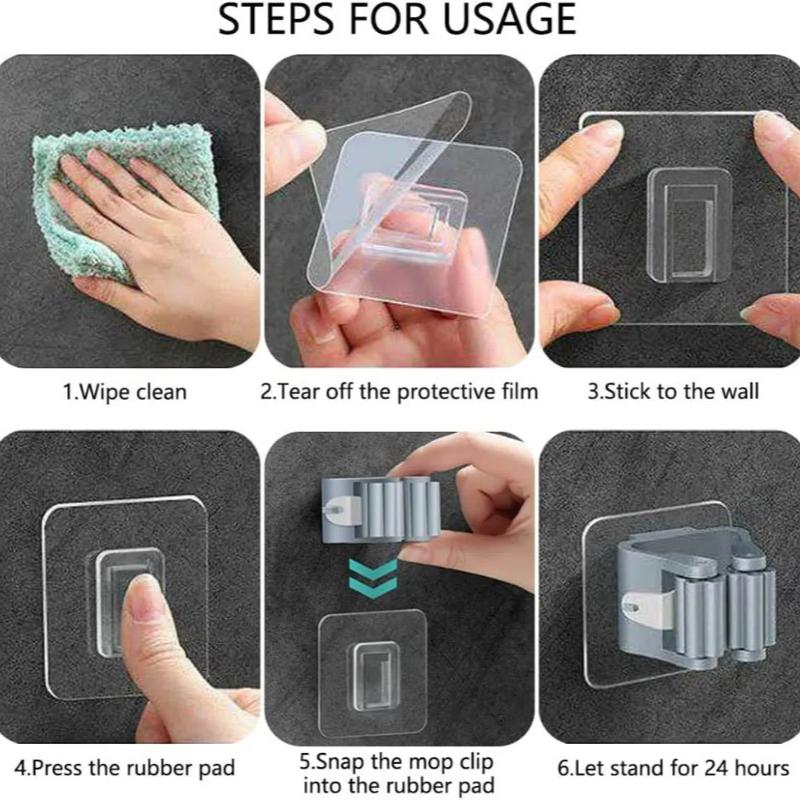 Wall Mounted Mop Organizer Holder Brush Broom Hanger Home Storage Rack Bathroom Suction Hanging Pipe Hooks Household Tools Home