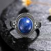 Natural 8*10MM Lapis Lazuli Finger Ring  Rings for Women Gift S Silver Flower Shaped Ring
