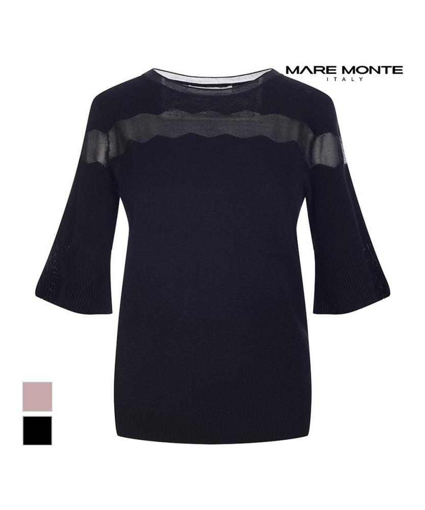 MAREMONTE See-Through Color Block Short Sleeve Knit_M225Mkt22P0