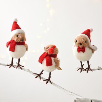 NUCHI Weihnachtsdekoration: Plüsch-Schaumstoff-Vogel-Ornament für den Baum