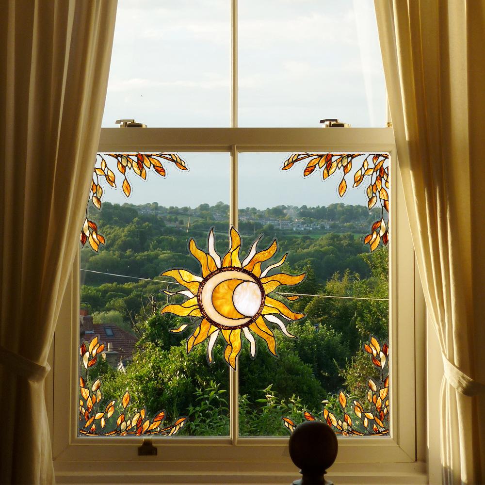 Colorful Window Film PVC Electrostatic Church Glass Decal Wall Sticker Art Mural Wallpaper for Home Decoration