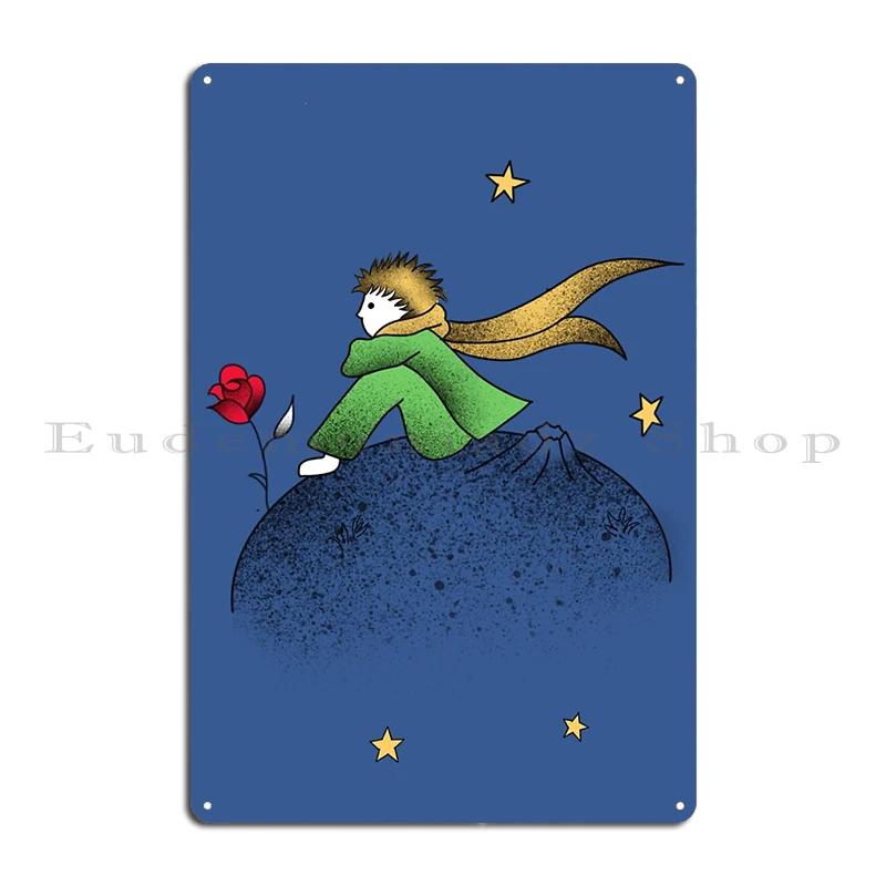 The Little Prince Hungary the Fox and the Prince Principe Piccolo Con Volpe E Rosa Metal Printing Wall Plaque Tin Sign Poster