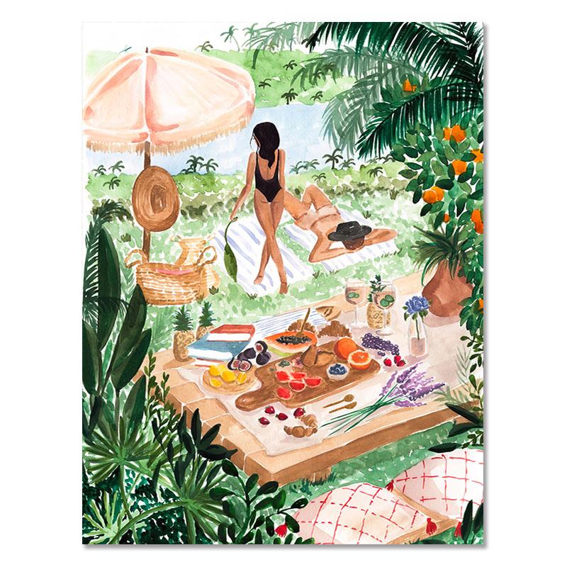 Beach Pool Moroccan Tropical Jungle Swing Meadow Wall Art Canvas Painting Posters and Prints Wall Pictures for Living Room Decor