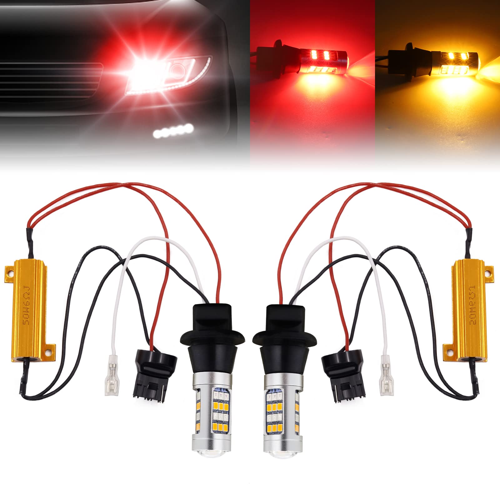 

Ygmylandbb T20 Turn Signal Position Kit 7440 LED Bulb Fog Lamp Turn Signal Position 12V Different Pinch Points Amber Red 2 Colors DRL High Frame