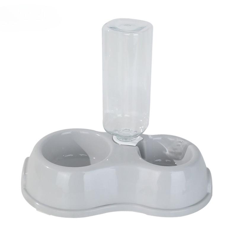 Automatic Pet Water Bottle With Dual Bowl Design Portable Dog Cat Feeding Dispenser With Measuring Cup KTY