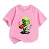 Kids Boys Girls 100% Cotton Crew Neck Short Sleeve T-Shirt, Funny Pixel Green Game Creeper Hold TNT Print Casual Soft Tee Tops for Children Daily Wear