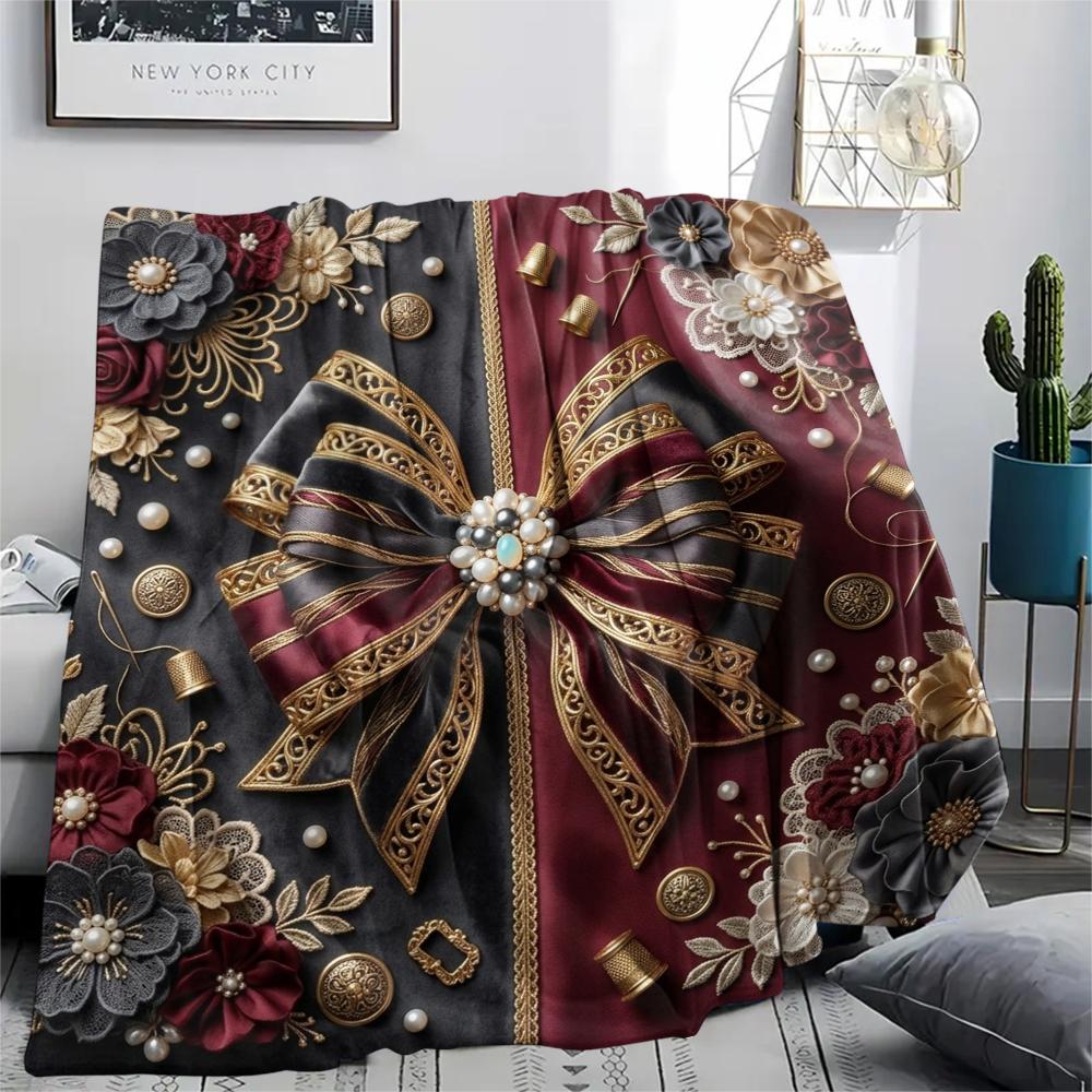 1Pc Gorgeous R&B Print Flannel Blanket, High quality Comfortable for All Seasons, Home Decor, Warmth and Comfort, Perfect for Christmas Gifts W41