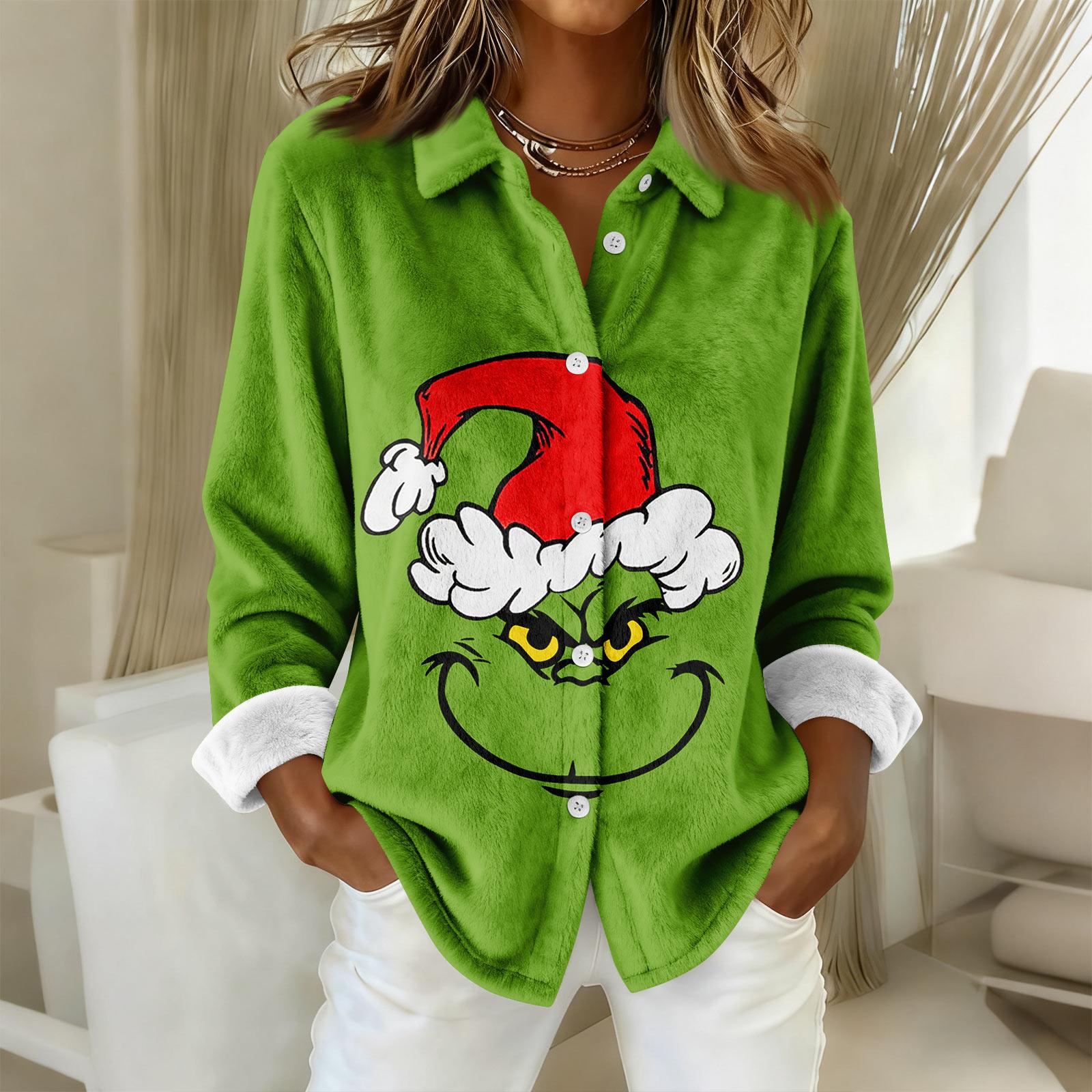 

Женская рубашка-блузка с принтом и пуговицами, длинный рукав, повседневный базовый рубашечный воротник, обычный топ L