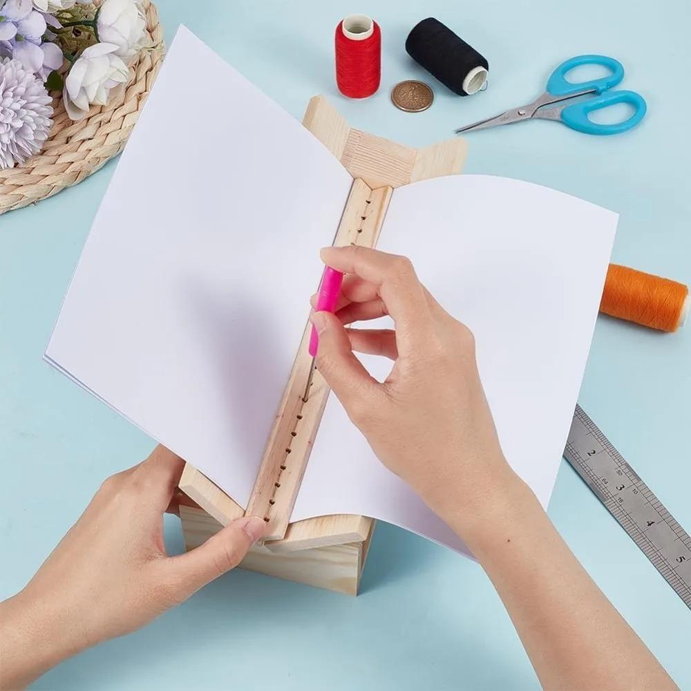 1 Stück Holz Buchbinde Stanzwiege mit Durchstichführung, Buchbindewerkzeug Handkonto Bindekit für Buchliebhaber