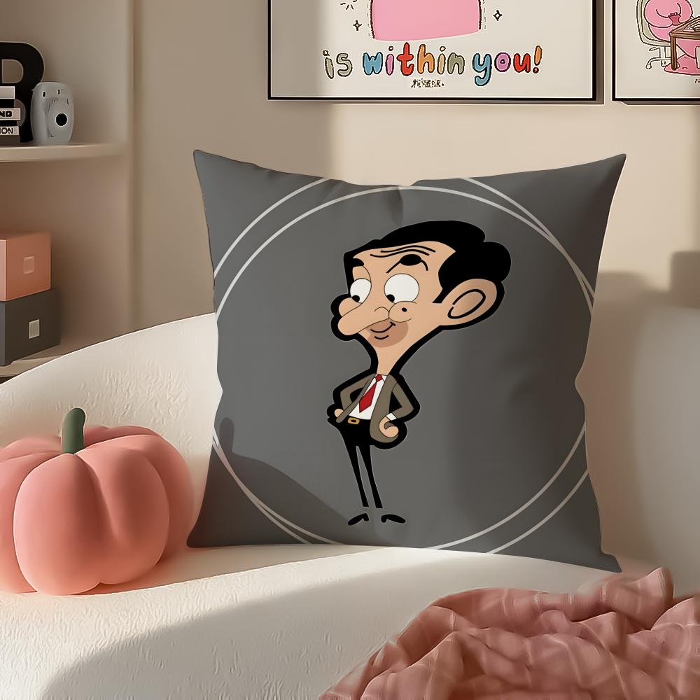 Comedic Cartoon MMr Bean Cushion Cover Pillowcase Short Plush Invisible zipper Room Sofa Cushion Cover