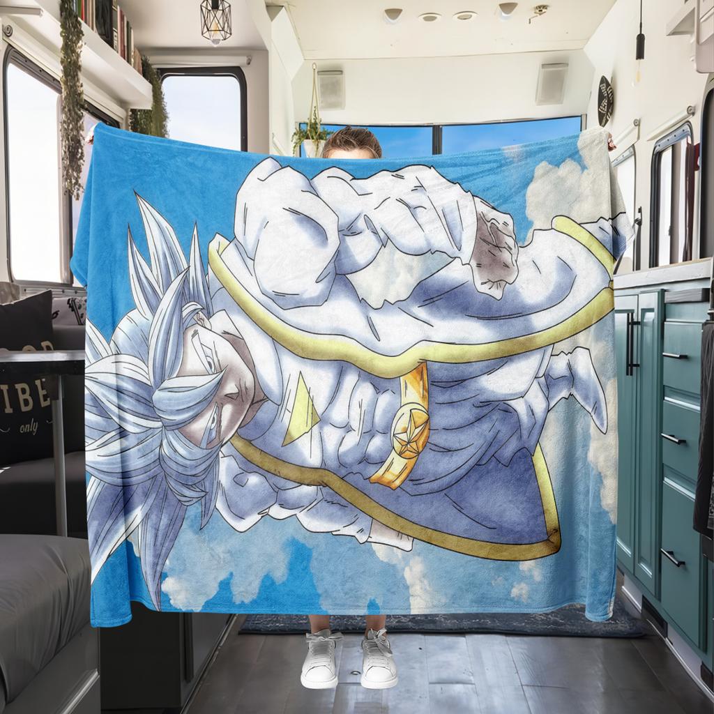1PC Vegito Print Flannel Blanket, High Quality All Seasons, Home Decor, Warmth and Comfort, Perfect for Christmas Gifts