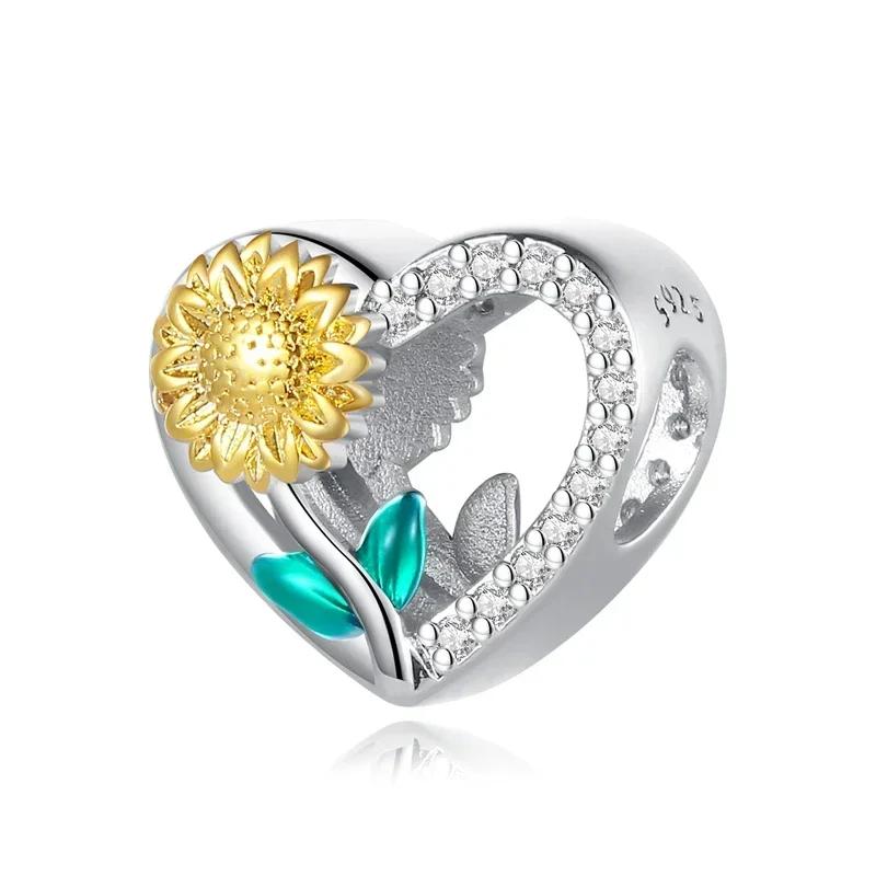 Copper Green Series Four-Leaved Clover Pendant Fine Beads Fit Original Bracelet Charms Women Jewelry