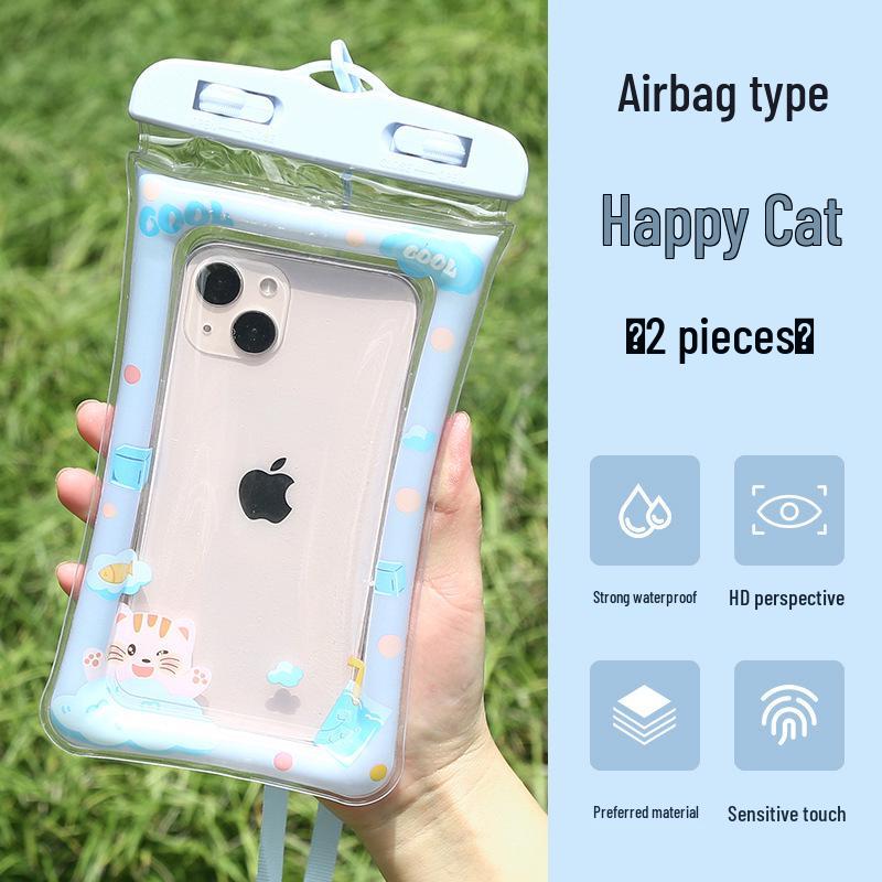 2-Pack Waterproof Airbag Phone Bag: Ultra-Thin, Dustproof, Transparent for Swimming & Rafting