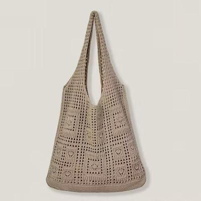 Fashion Women Hollow Woven Shoulder Bags Large Capacity Shoulder Bags Crochet Knitting Handbags Female Shopping Tote