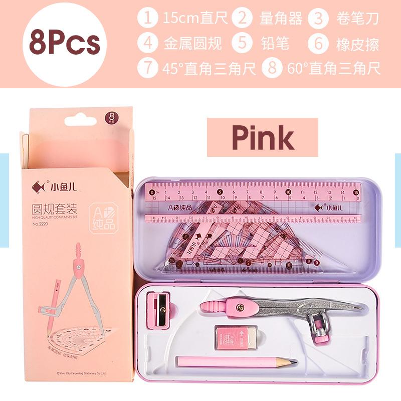 8 In1 Compass Ruler Set Mathematical Geometry Plate Stationery Math For Students Drawing Accessori 2220
