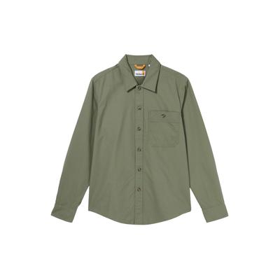Solid Color Casual Single-Breasted Comfortable Breathable Long Sleeve Shirt Men Shirts Cassel-Green A62CD-590