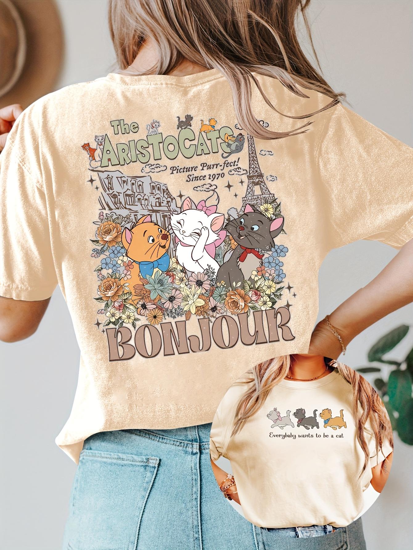 

Trendy Casual Loose Unisexs Shortsleeved Cat Adventure TshirtDoublesided Printed Round Neck Shortsleeved Casua S