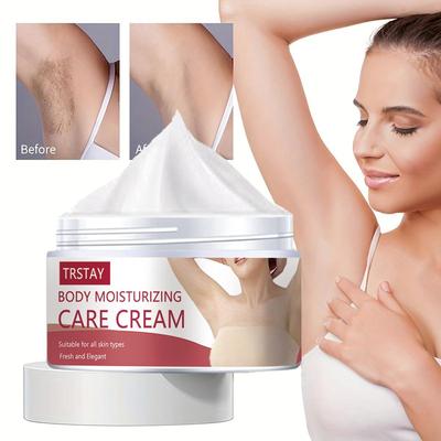 Crema depilatoria hidratante, suaviza la piel, aclara el tono de la piel, reduce la opacidad, reafirma la piel, es suave y no irrita.
