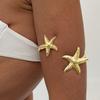 Salircon New Gold Color Starfish Open Cuff Bangles Women  Trend Simple Spiral Geometric Arm Flower Bracelet Jewelry Gift