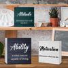 Office Cubicle Decor 3 Pcs, Inspirational Gifts for Women Men, Motivational Wooden Signs, Home Office Decorations for Desk Table Shelf