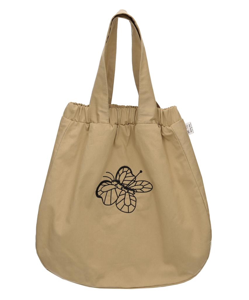 Whimsy Mind Butterfly Pin Embroidery Banding Tote Bag Sand