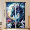 2pcs   Dragon Pattern Curtains Polyester Light Filtering Rod Pocket Design for Bedroom Living Room Office Home Decoration Easy In