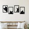 Four Piece Black Metal Cat Wall Art, Modern Animal Silhouette Sculpture Decor for Home Office Cafe